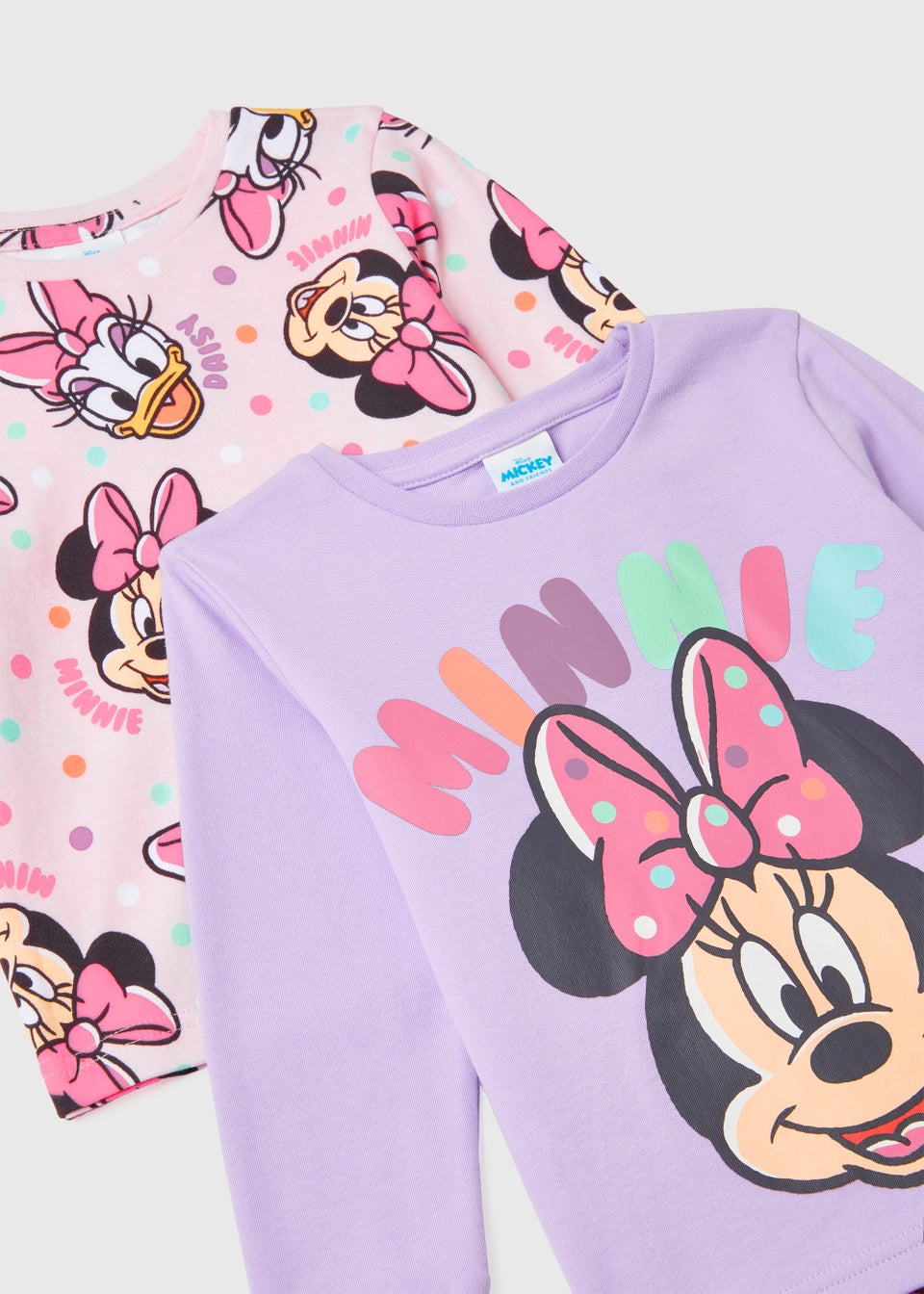 Kids 2 Pack Lilac Minnie Mouse & Daisy Duck Print Pyjama Sets (9mths-6yrs)