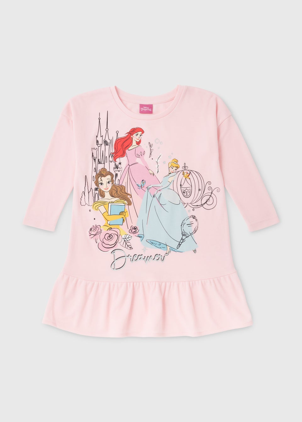 Kids Pink Disney Princess Print Frill Nightie (18mths-6yrs)