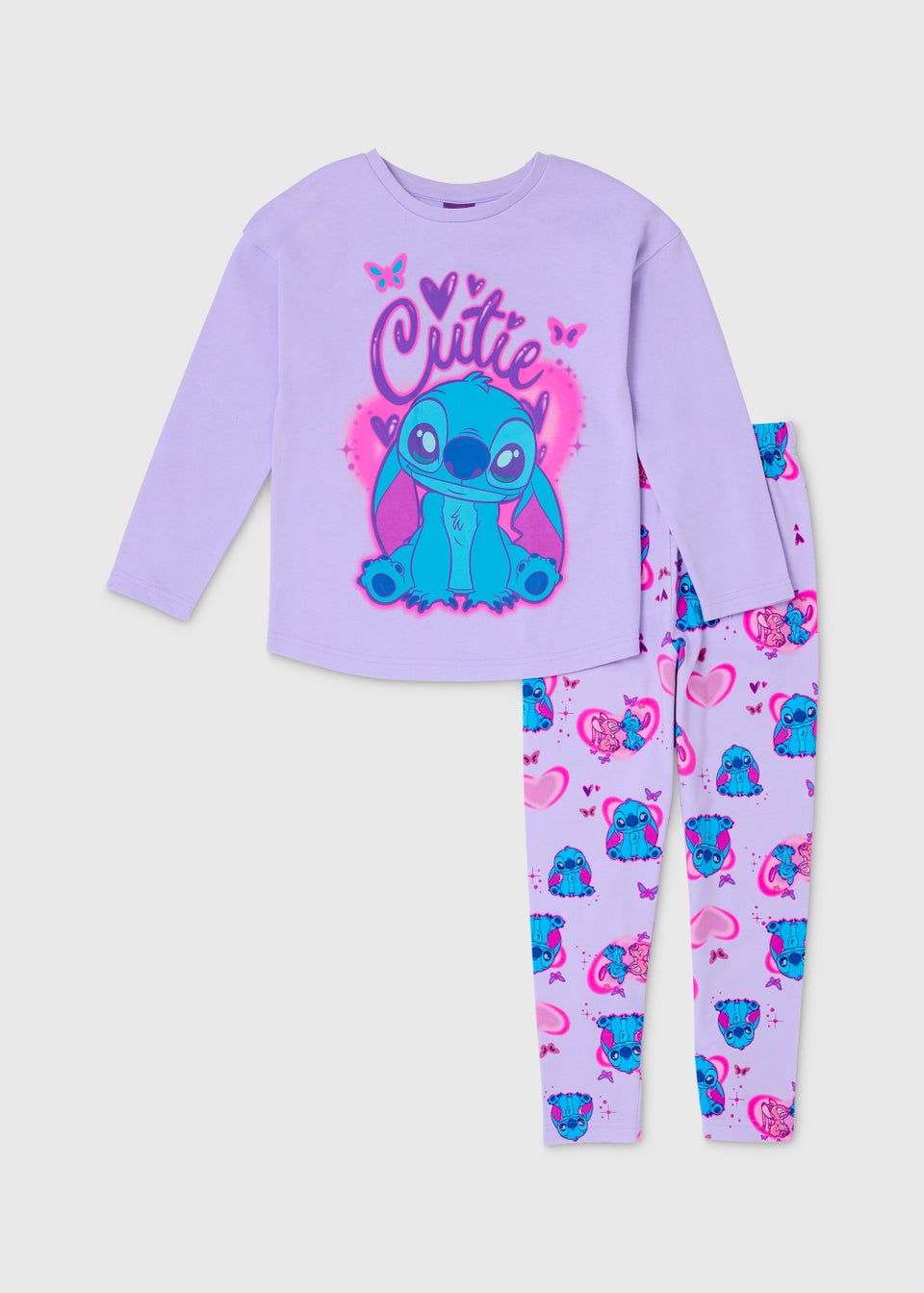 Kids Lilac Stitch Print Pyjama Set (4-12yrs)