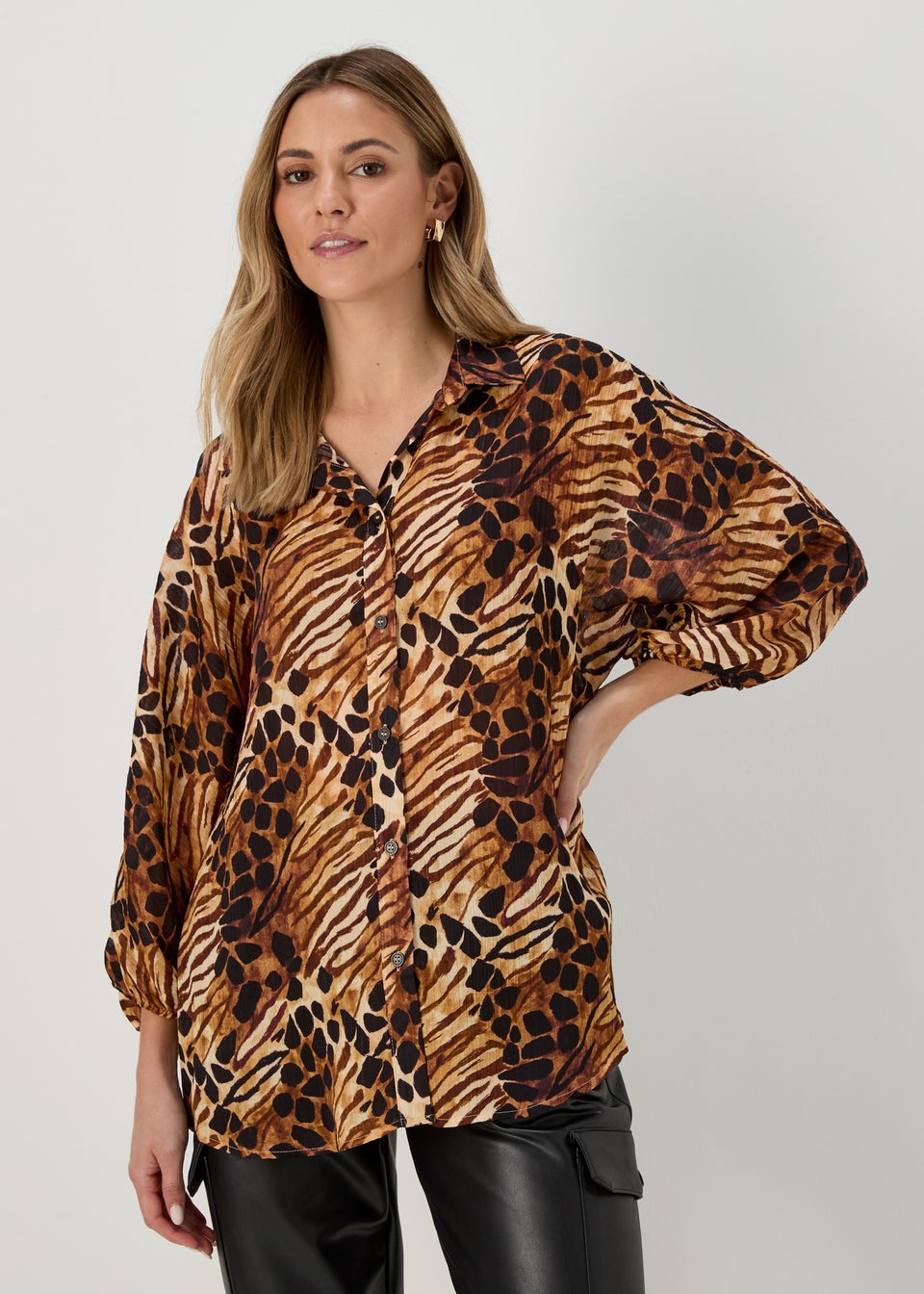Brown Tiger Print Shirt