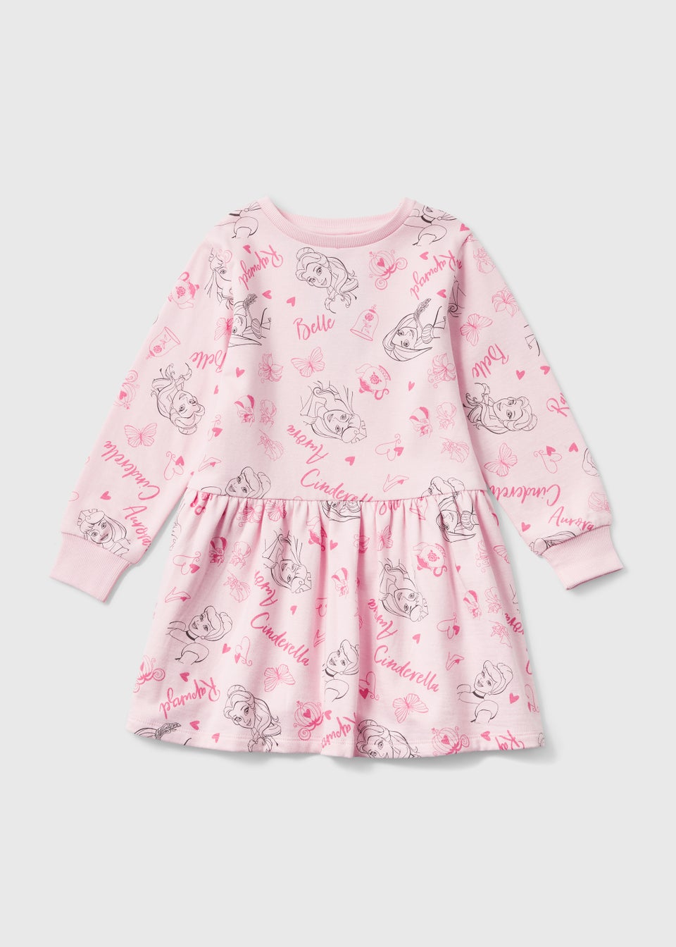 Kids Pink Disney Princess Sweatshirt Dress (4-9yrs)