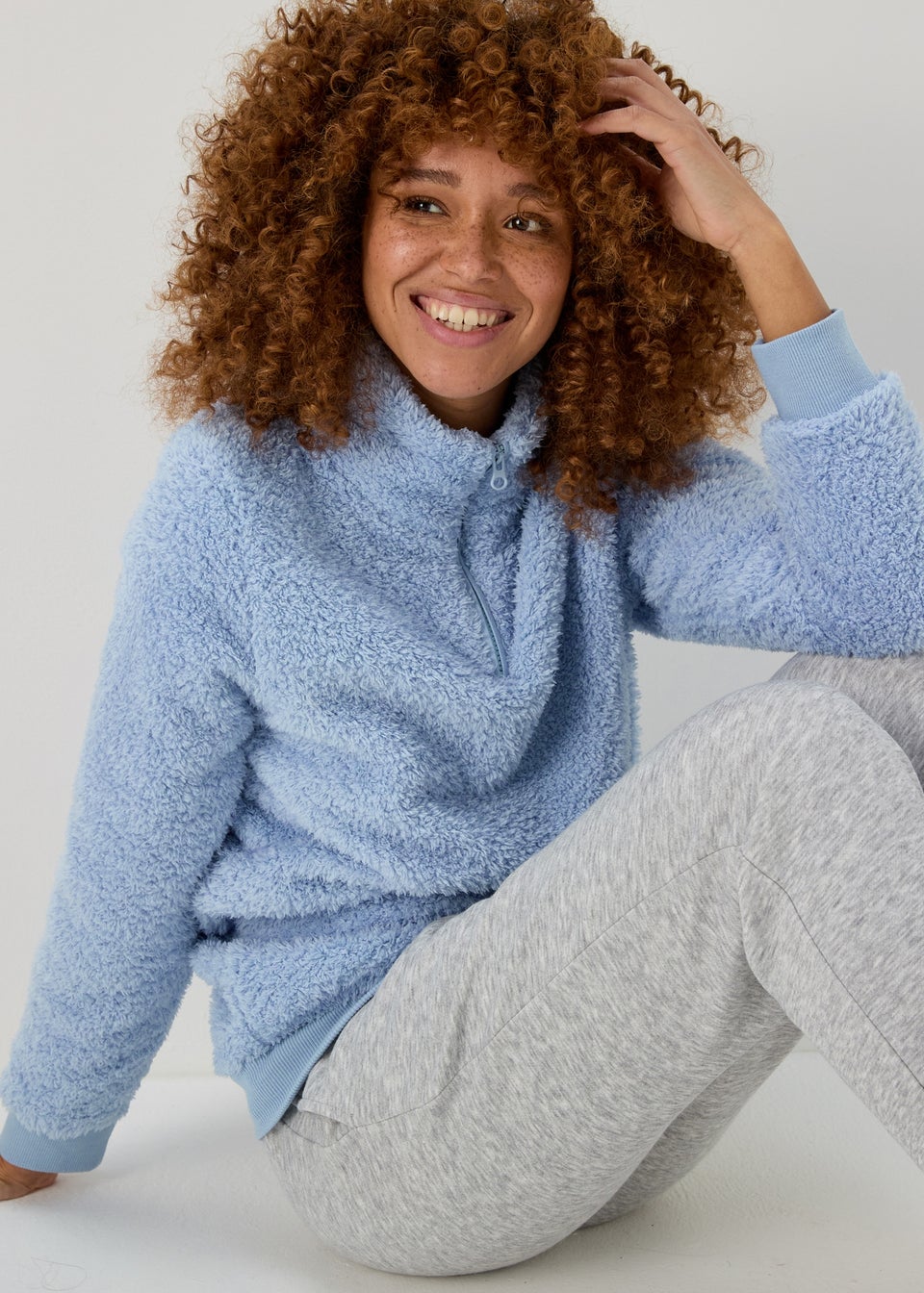 Blue half zip fleece best sale