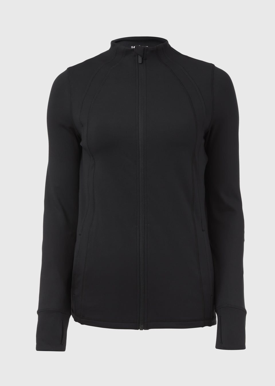 Souluxe Black Seam Detail Zip Up Sports Jacket