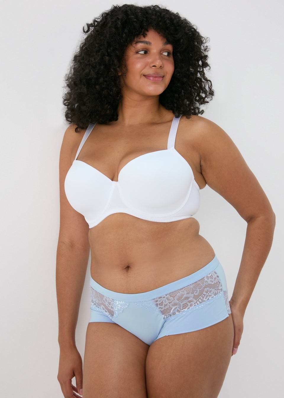 3 Pack Cream/Blue/Navy Brushed Midi Knickers