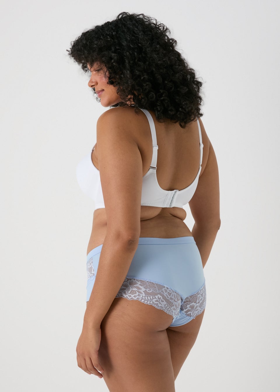 3 Pack Cream/Blue/Navy Brushed Midi Knickers