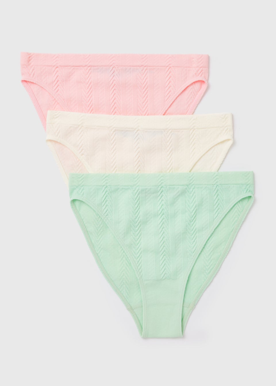 3 Pack Mint & Pink High Leg Ribbed Knickers