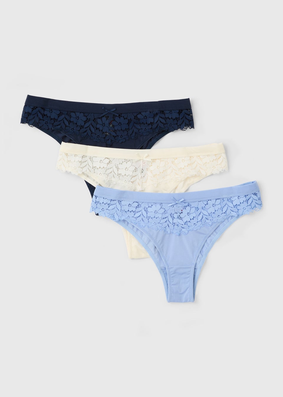 3 Pack Blue & Navy Brazilian Lace Briefs