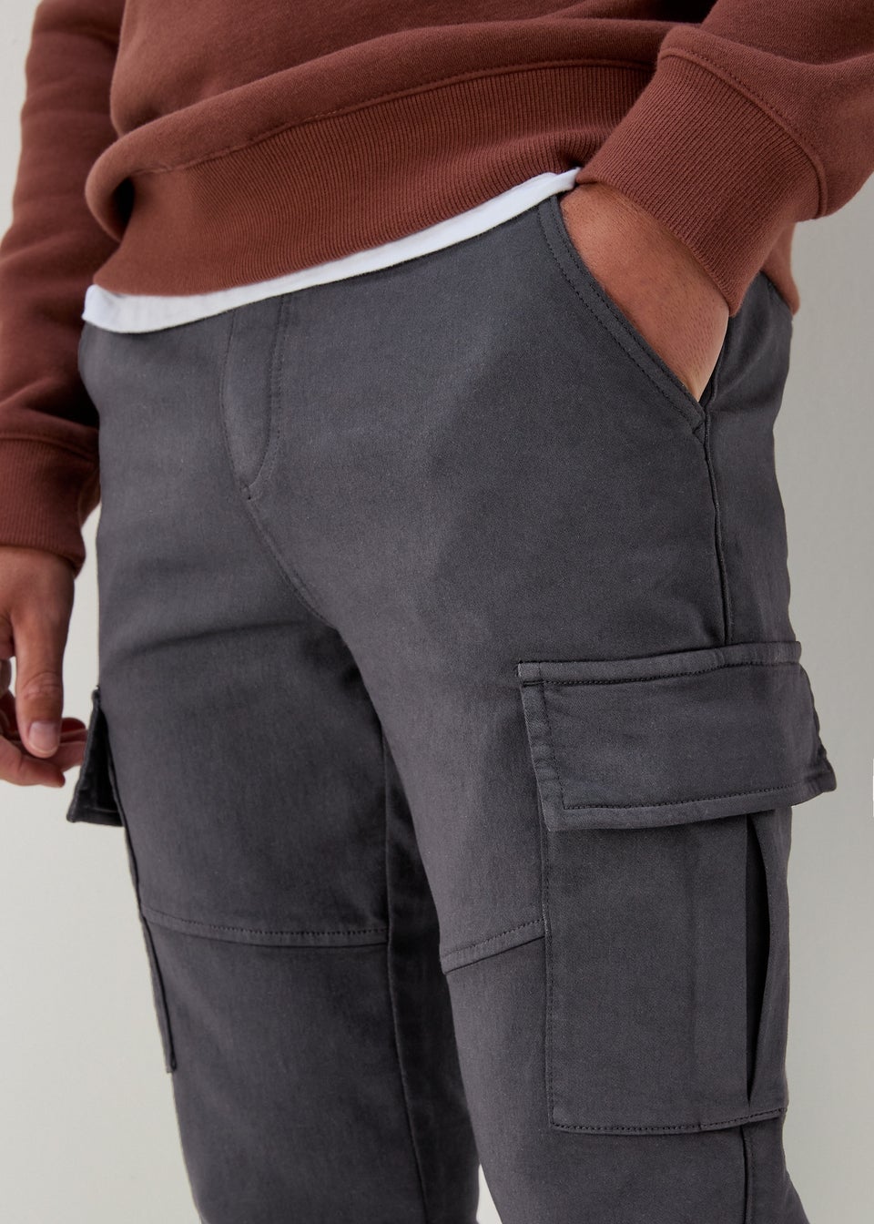 Charcoal Knitted Cargo Joggers