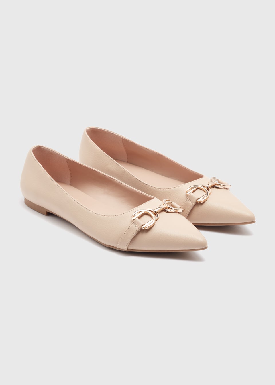 Taupe Metal Bar Point Ballet Shoes