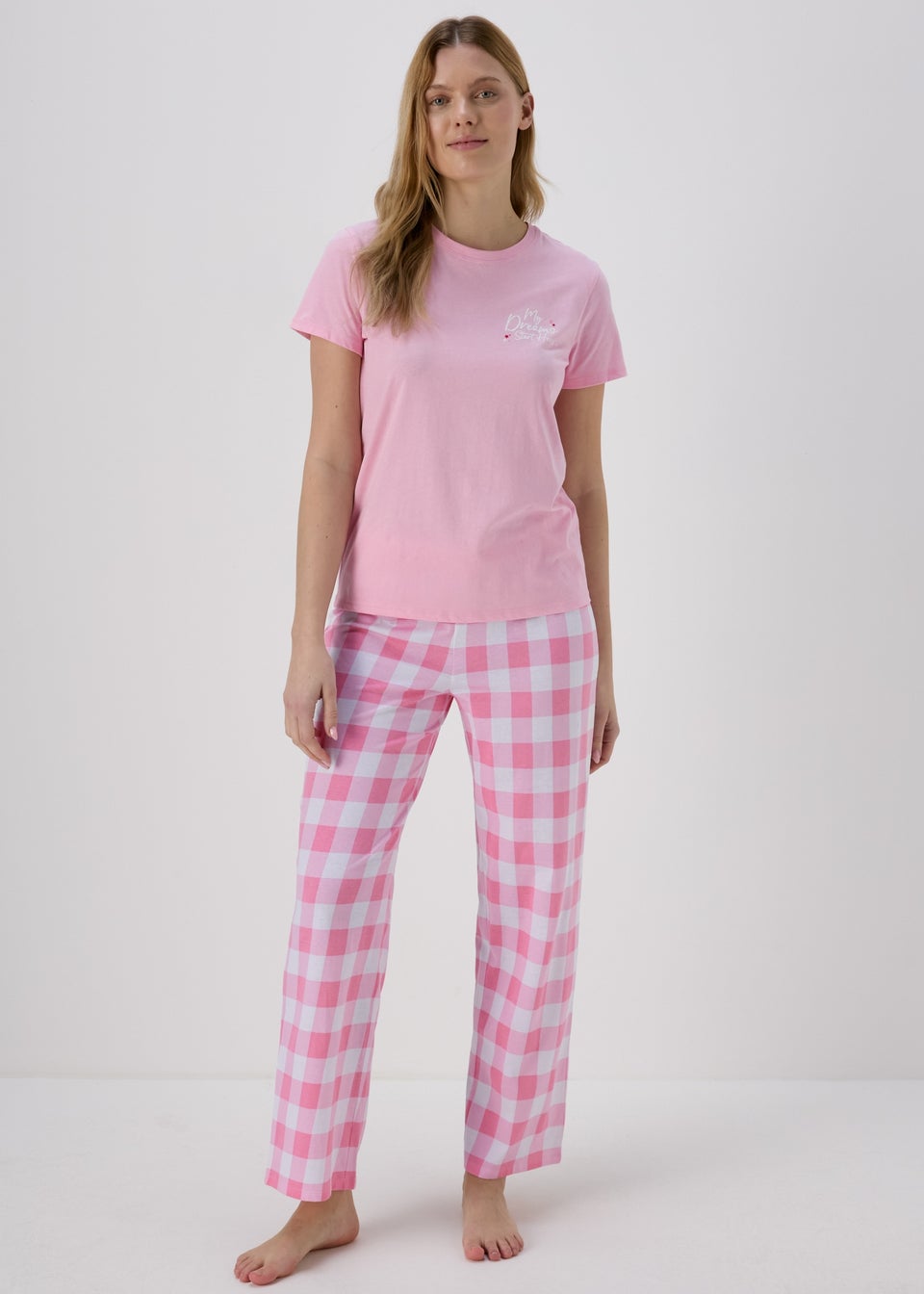 Pink Check Pyjama Set
