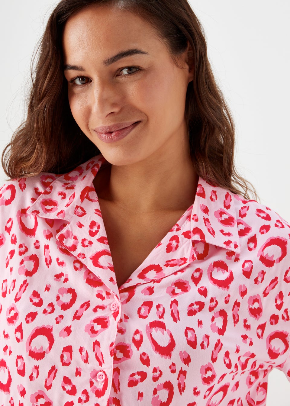 Pink Animal Print Viscose Pyjama Set