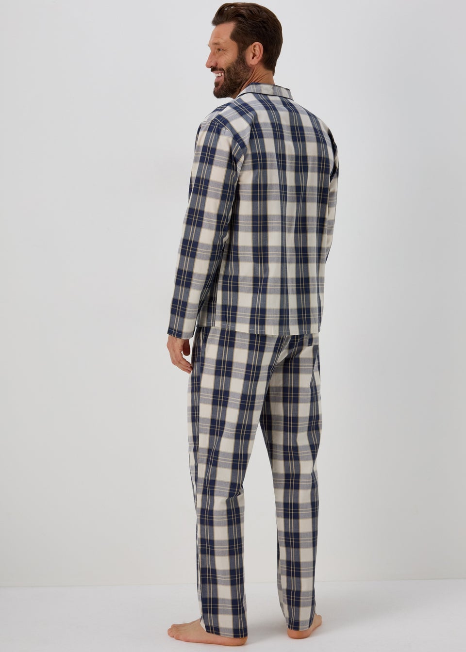 Cream Ecru Check Detail Pyjama Set