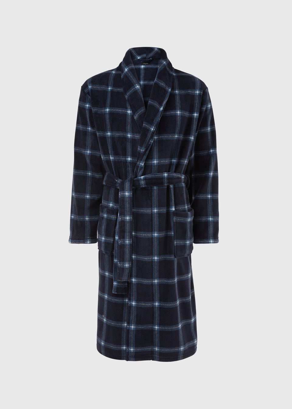 Navy Coral Check Dressing Gown