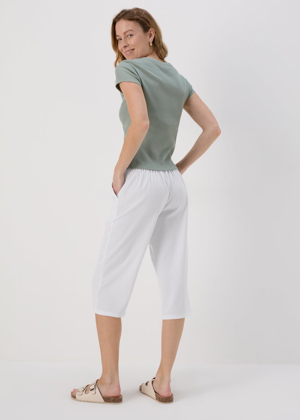 White Crop Trousers