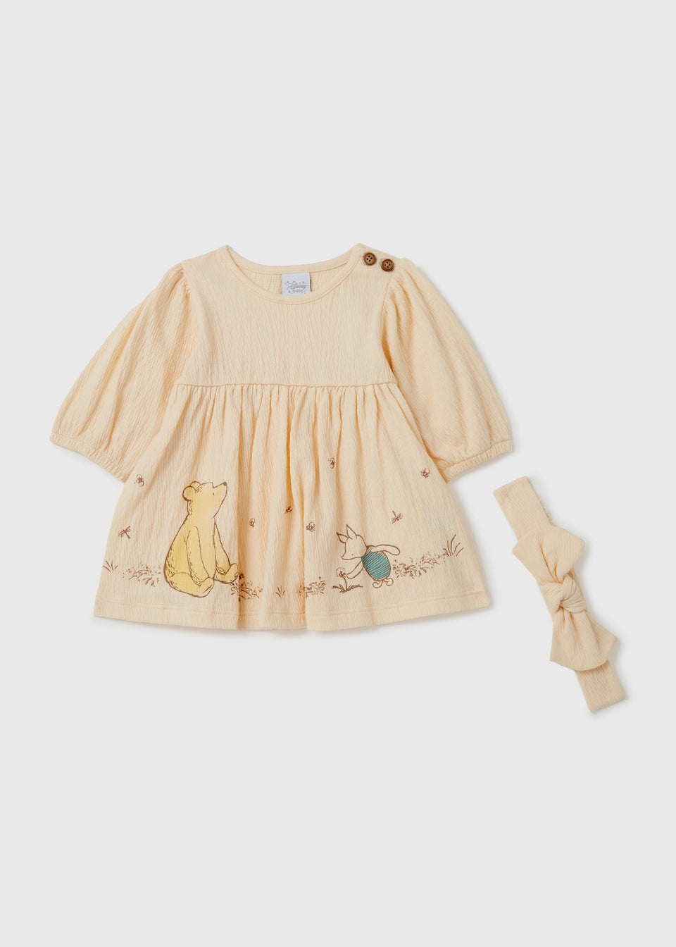 Winnie The Pooh Baby Cream Dress And Headband (Newborn-23mths)