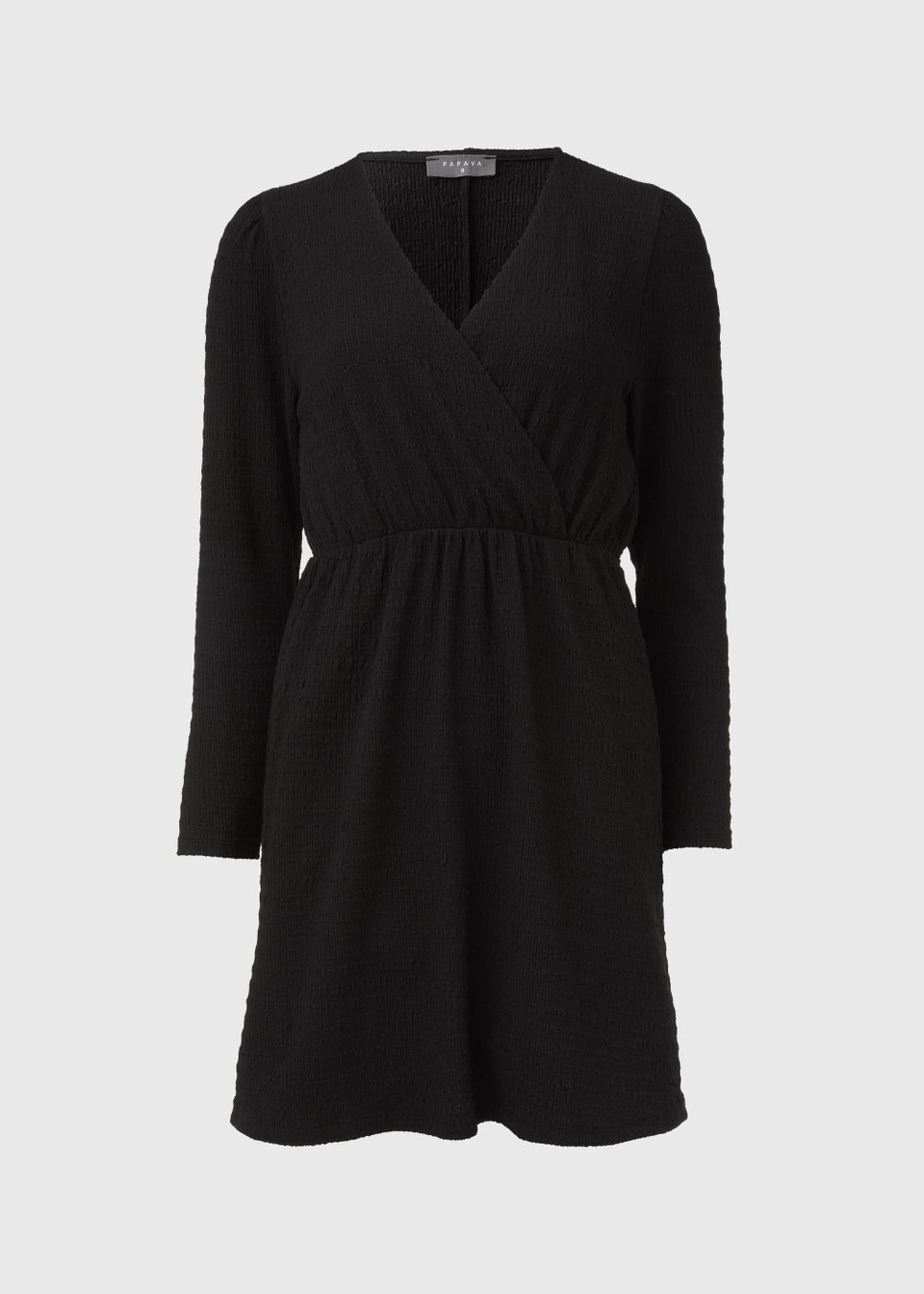 Black Textured Jersey wrap Mini Dress