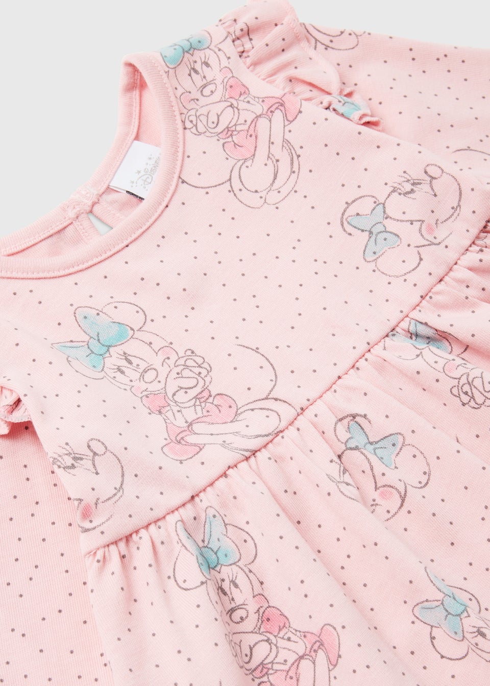 Girls Disney Minnie Mouse Pink Long Sleeve Dress (Newborn-23mths)