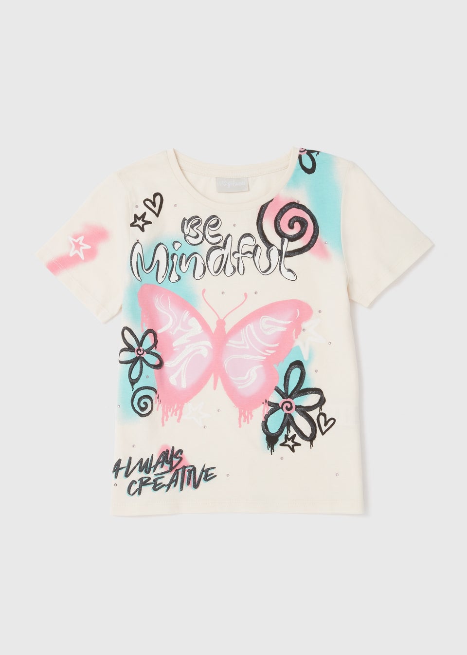 Girls Cream Be Mindful T-Shirt (7-13yrs) - Matalan