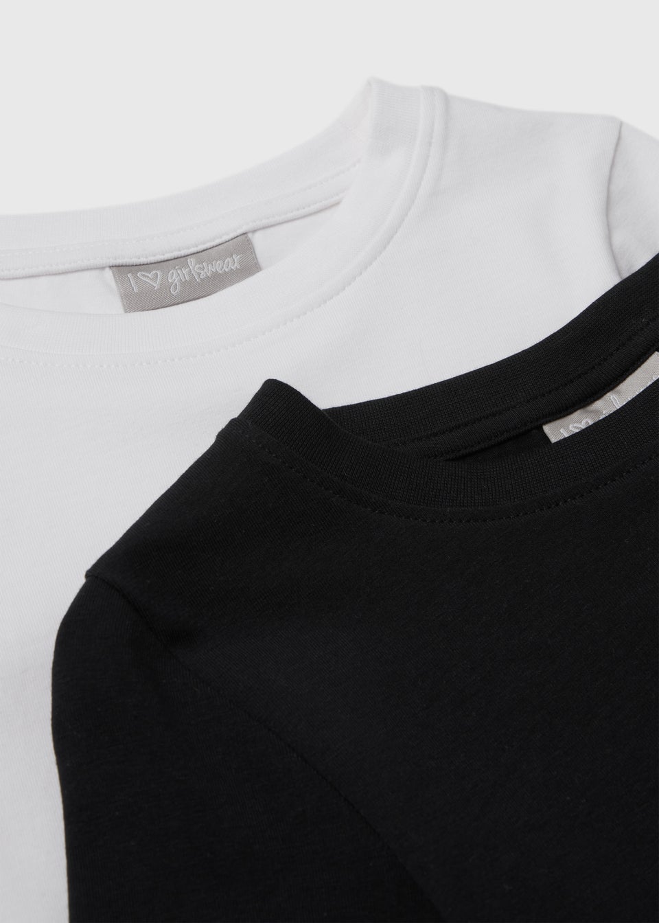 Girls 2 Pack Black & White Long Sleeve T-Shirts (7-15yrs)