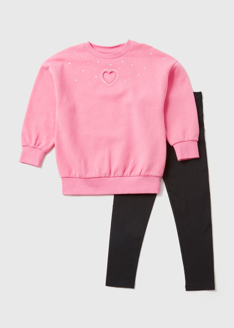 Girls Pink Cut Out Sweatshirt & Legging Set (4-13yrs)