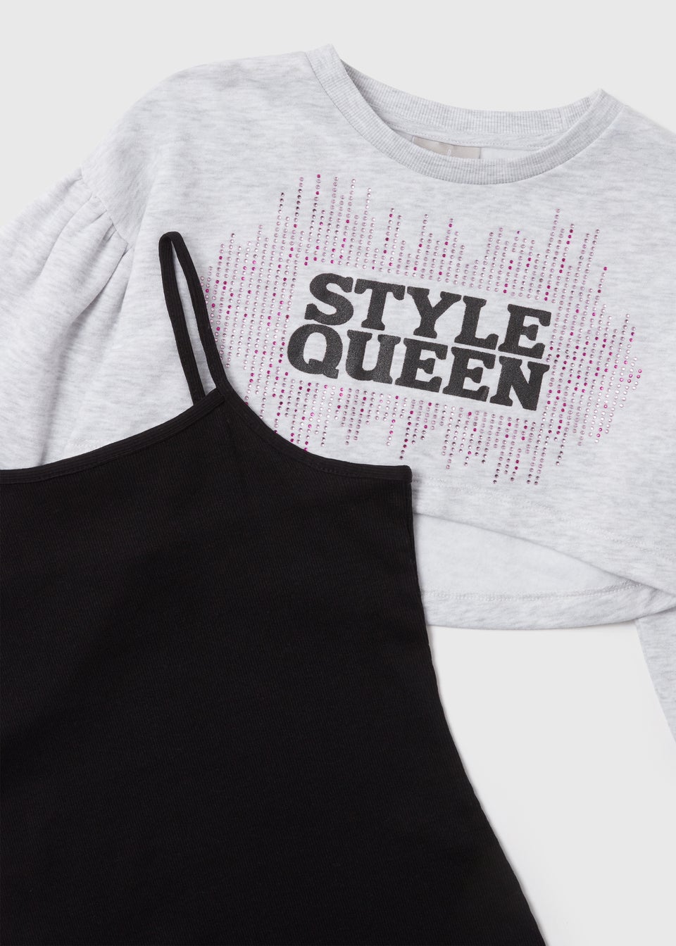 Girls Grey 'Style Queen' Sweatshirt & Dress Set (7-13yrs)
