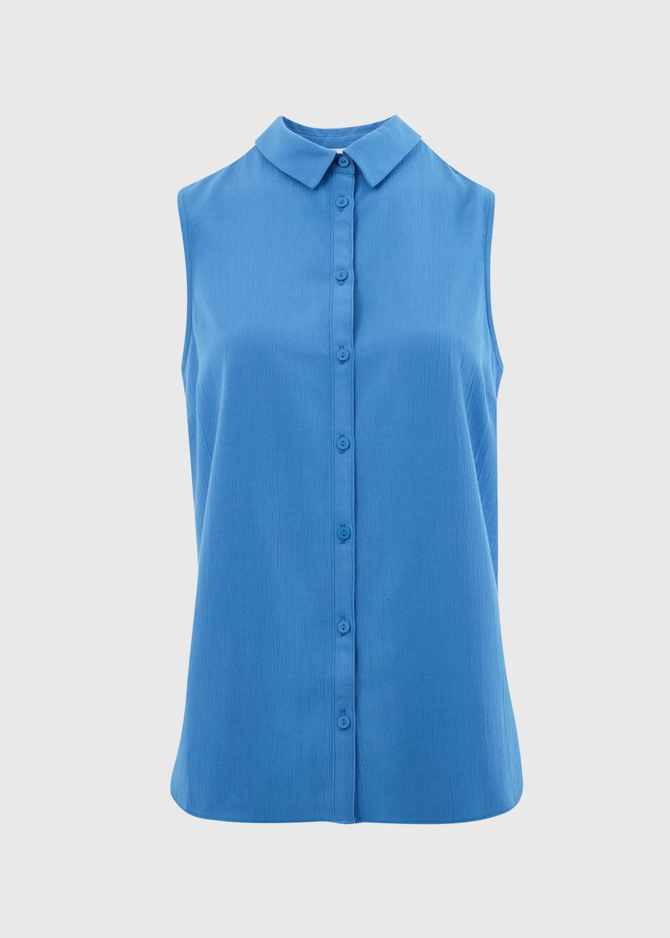 Blue Solid Sleeveless Shirt