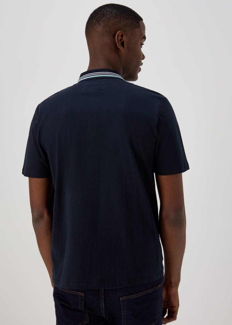 Navy Front Panel Smart Polo Shirt