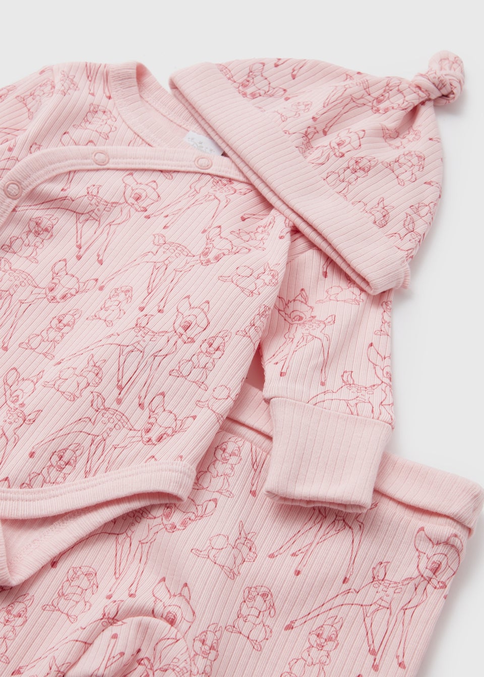 Disney Baby Pink Bambi Ribbed 3 Piece Set (Newborn-23mths)