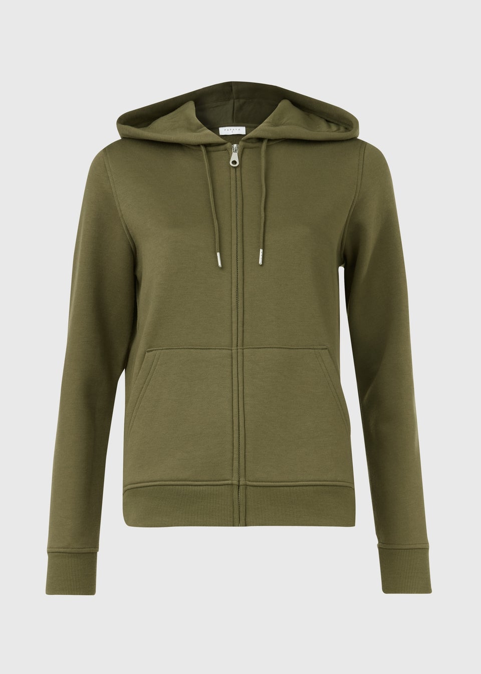 Khaki zip up hoodie womens top