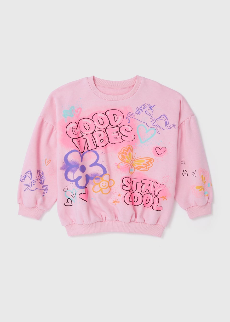 Girls Pink Graffiti Sweatshirt (1-7yrs)