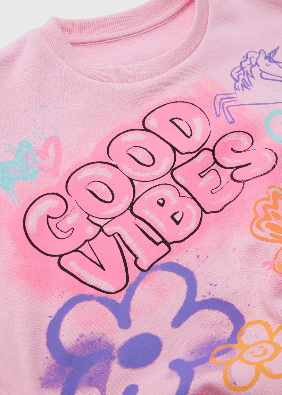 Girls Pink Graffiti Sweatshirt (1-7yrs)