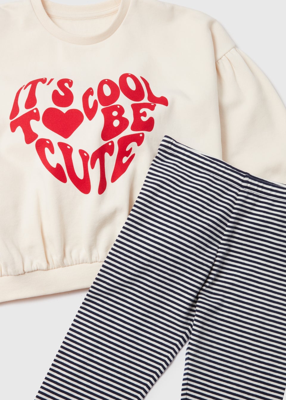 Girls Cream Cute Printed Sweatshirt Set (1-7yrs)