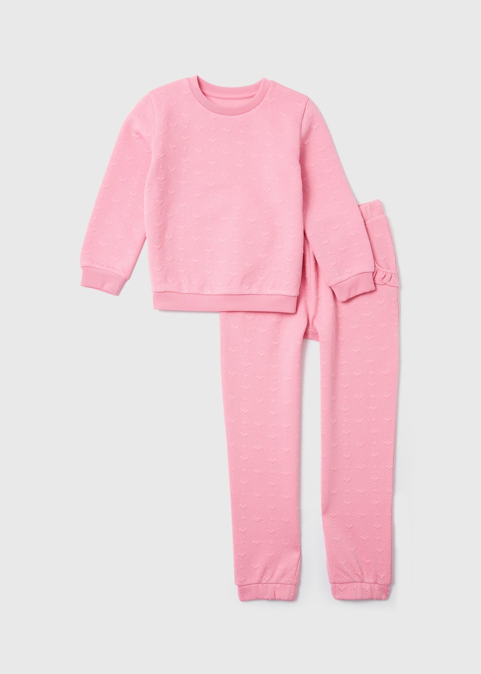 Girls Pink Jacquard Sweatshirt And Joggers Set (1-7yrs) - Matalan