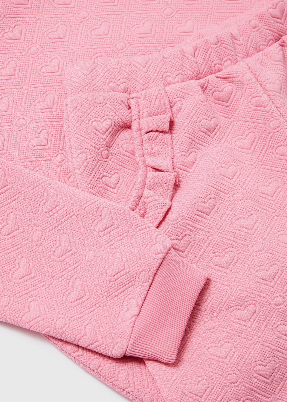 Girls Pink Jacquard Sweatshirt And Joggers Set (1-7yrs)