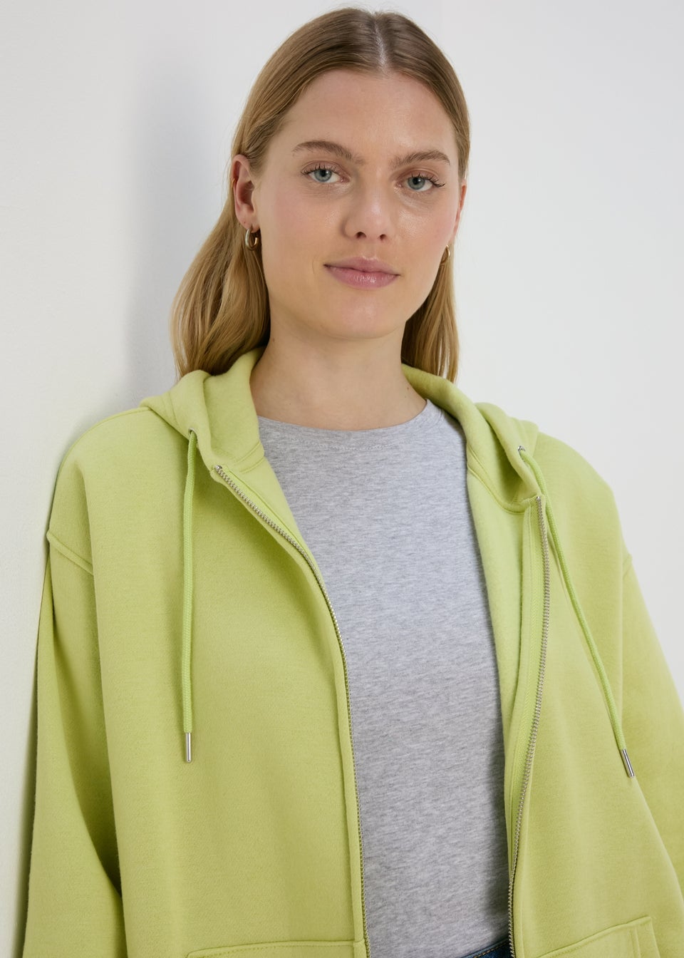Lime Oversized Zip Up Hoodie
