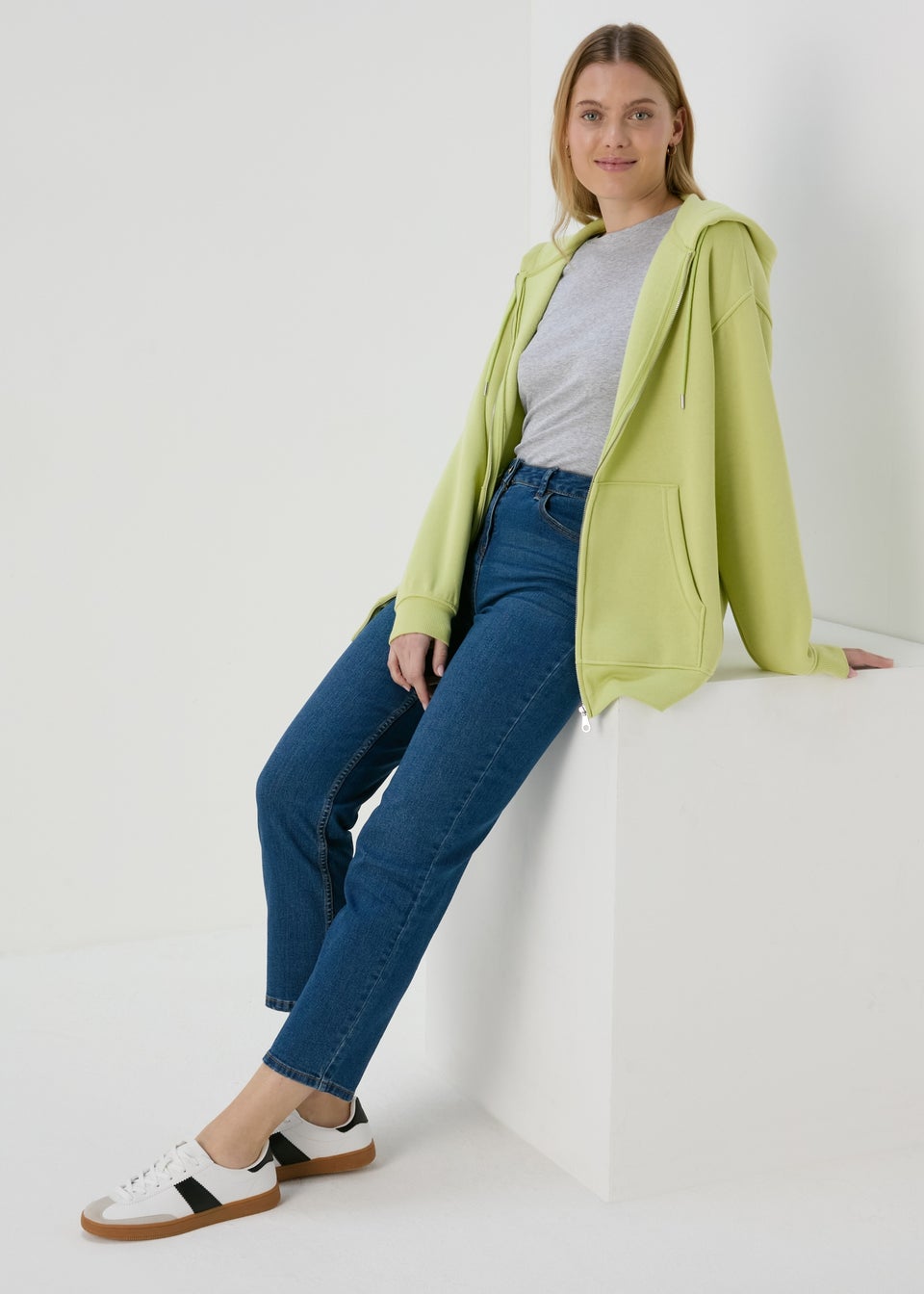 Lime Oversized Zip Up Hoodie