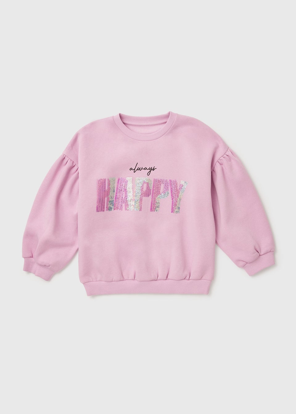 Girls Lilac Sequin Happy Sweatshirt (1-7yrs)