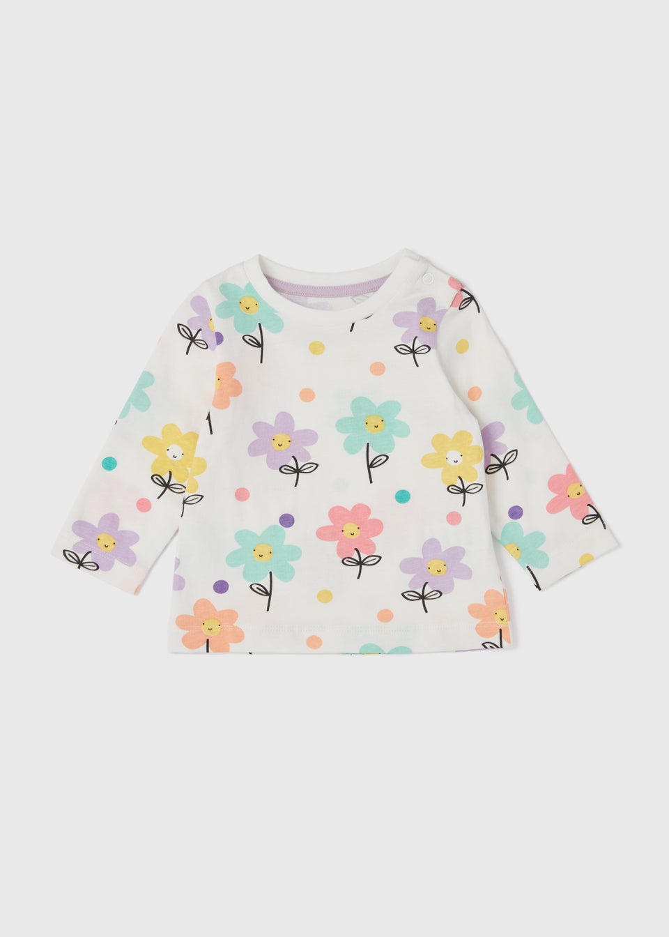 Girls Cream Floral Long Sleeve T-Shirt (Newborn-23mths)