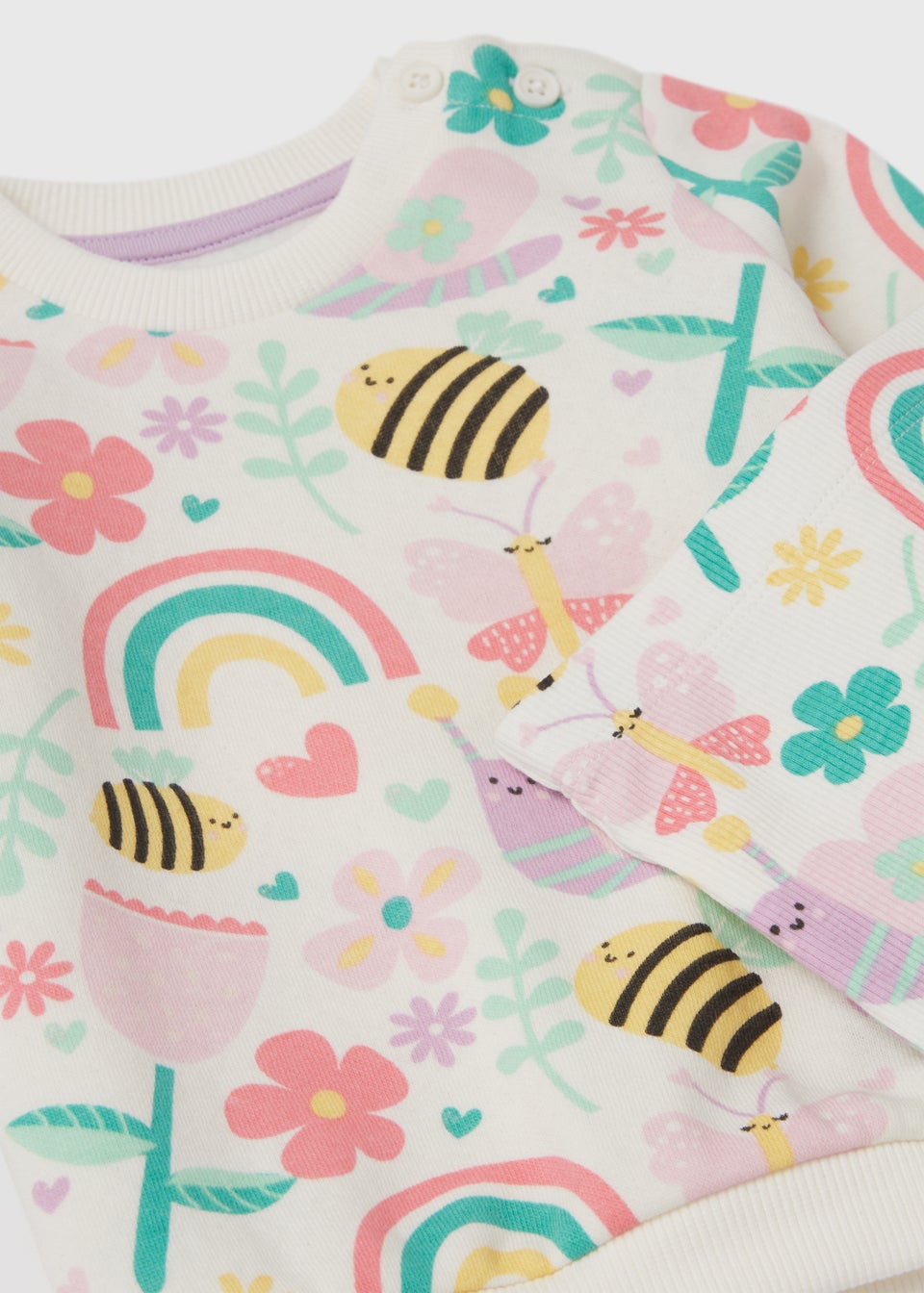 Baby Cream Bee Print Sweatshirt & Ribbed Leggings Set (Newborn-23mths)