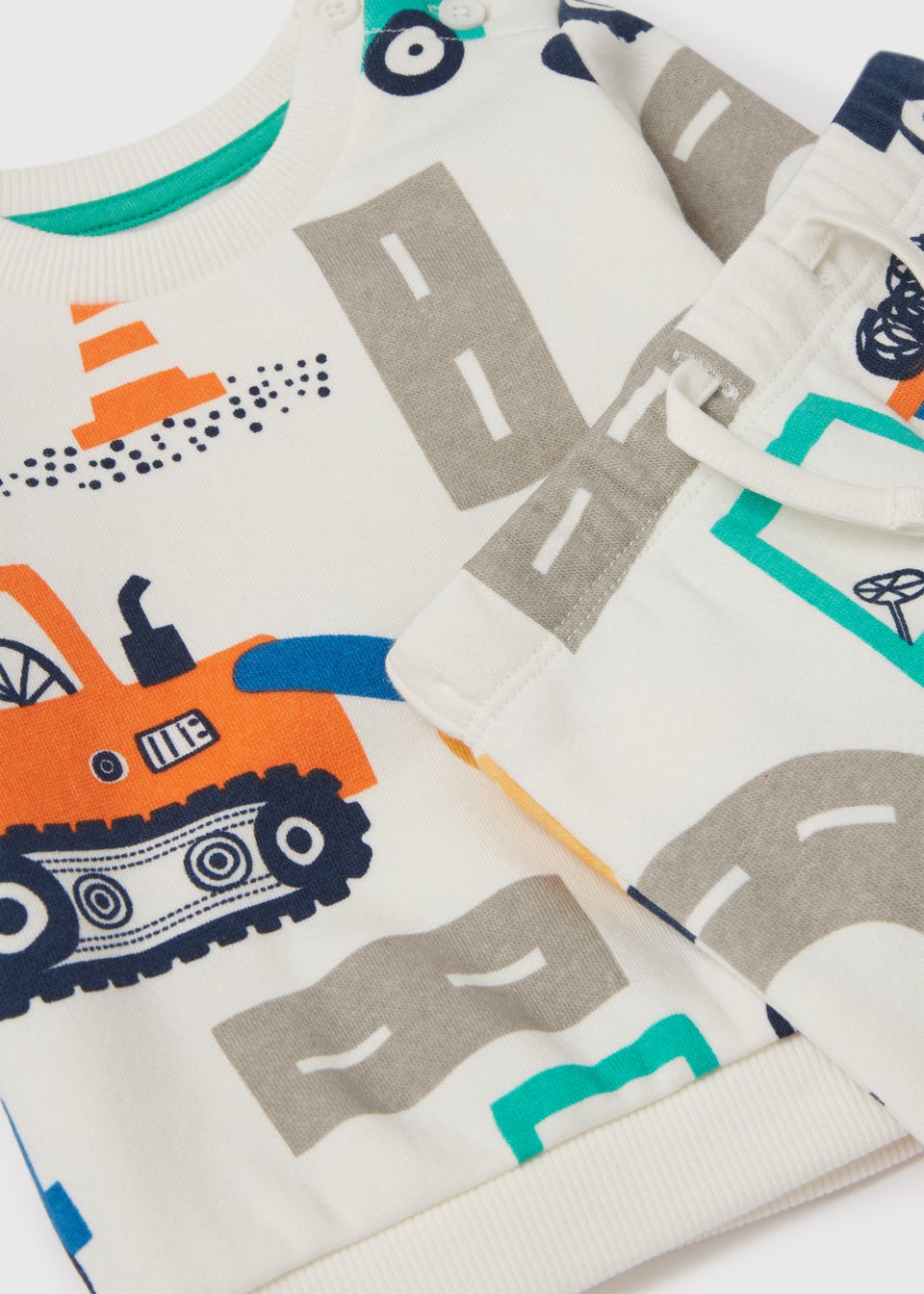 Baby Cream Transport Print Sweatshirt & Joggers Set (Newborn-23mths)