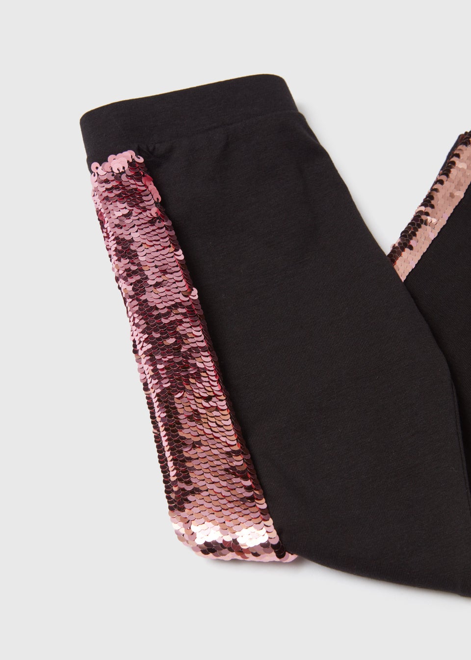 Girls Black & Pink Sequin Leggings