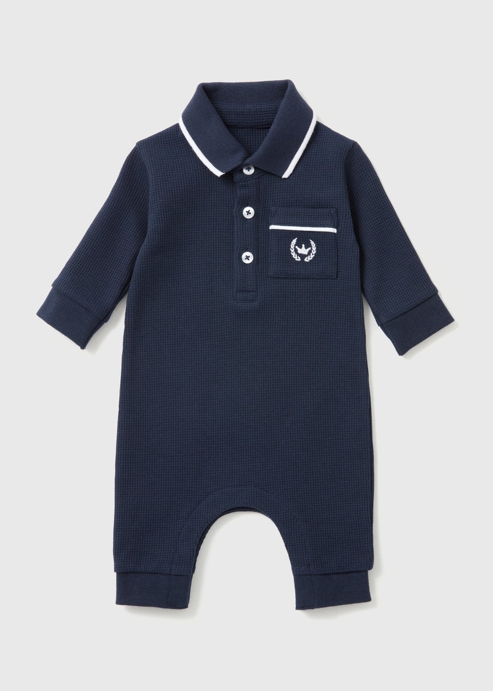 Baby Navy Romper Polo Shirt (Newborn-18mths)