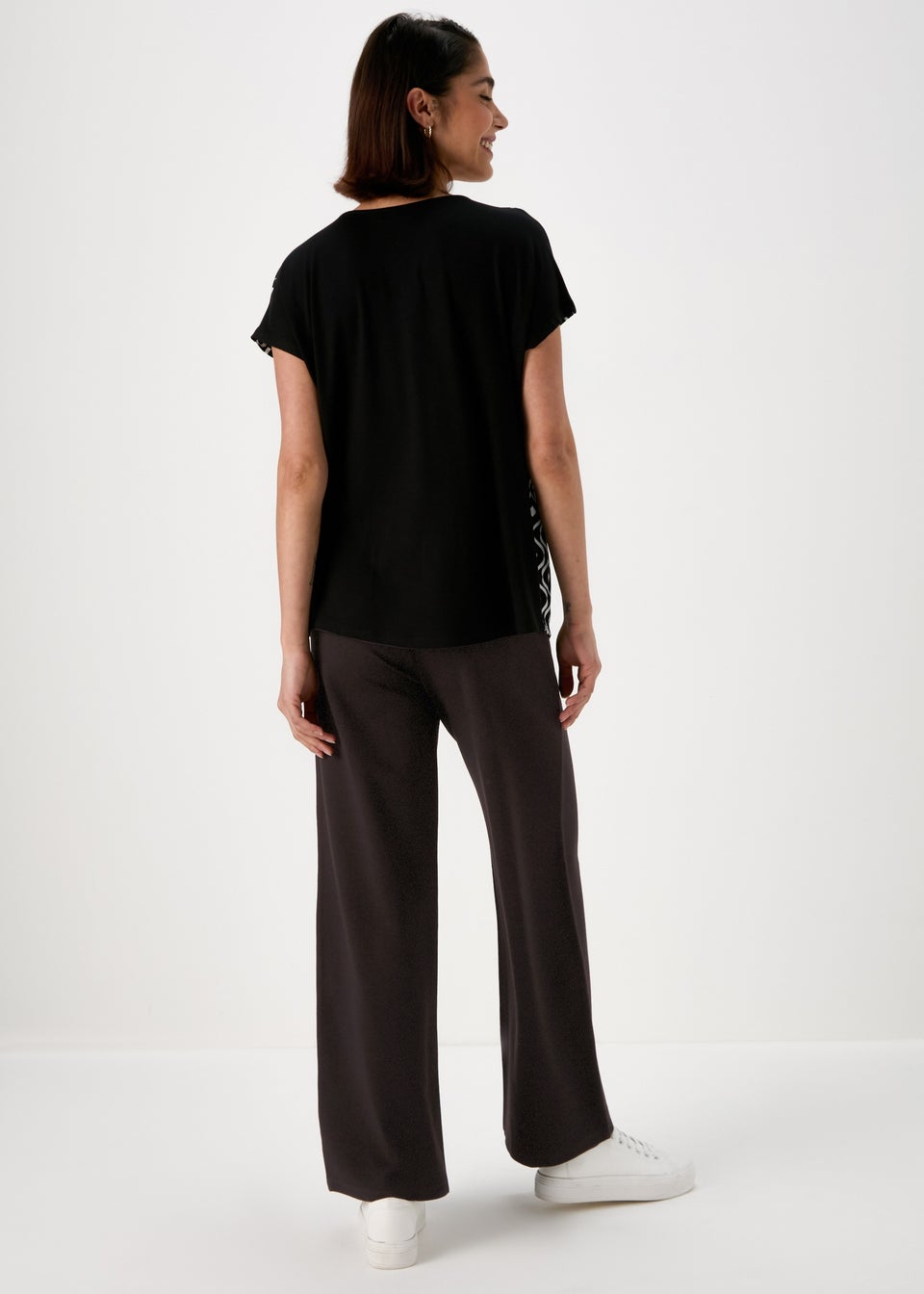 Black Wide Leg Ponte Trousers