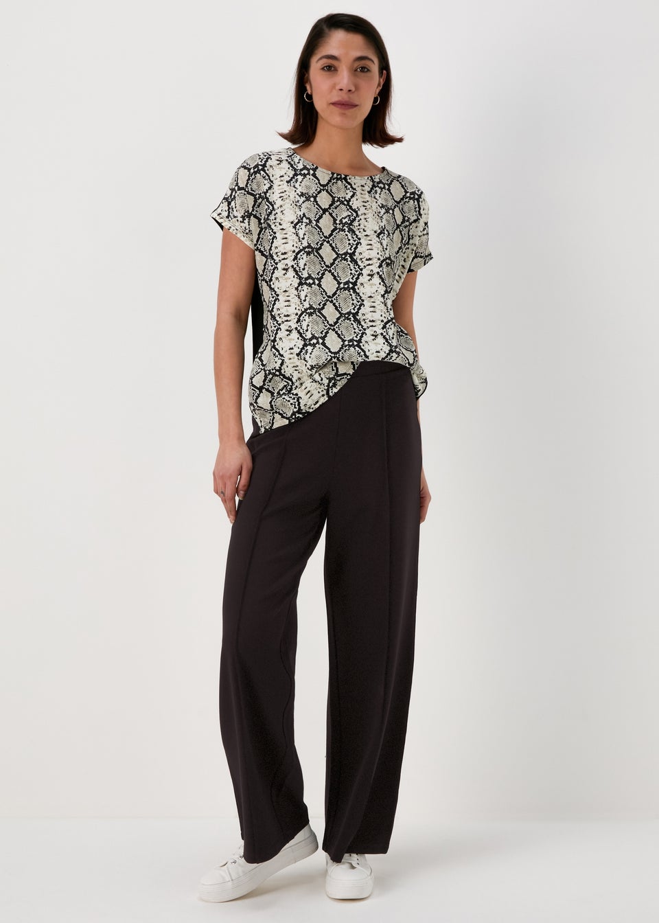 Black Wide Leg Ponte Trousers