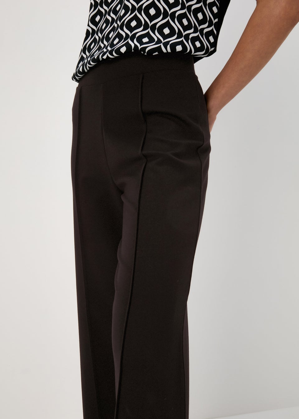 Black Wide Leg Ponte Trousers