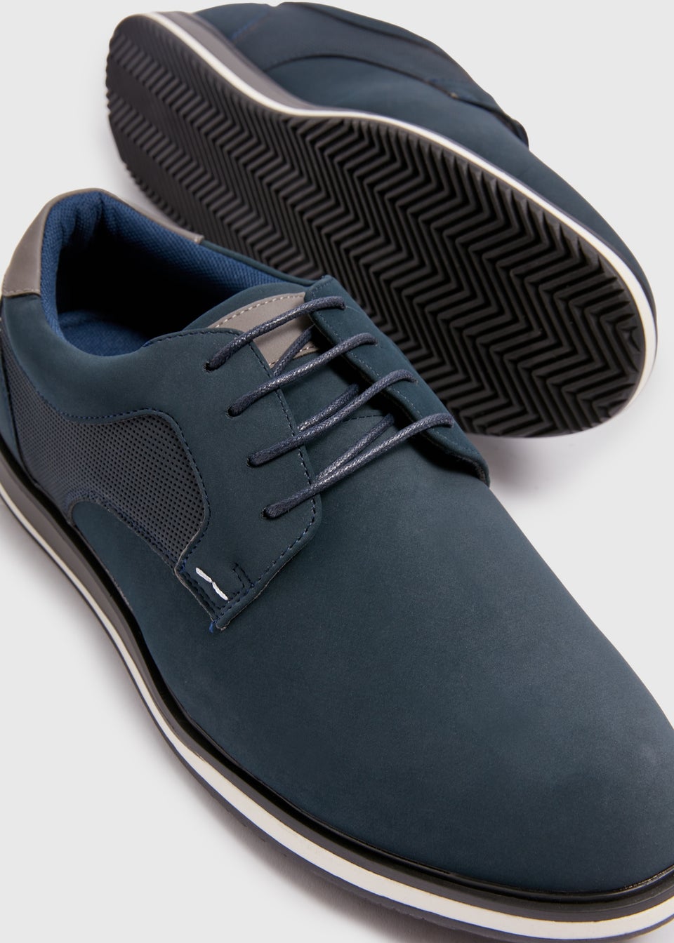 Navy Derby Wedge Shoes