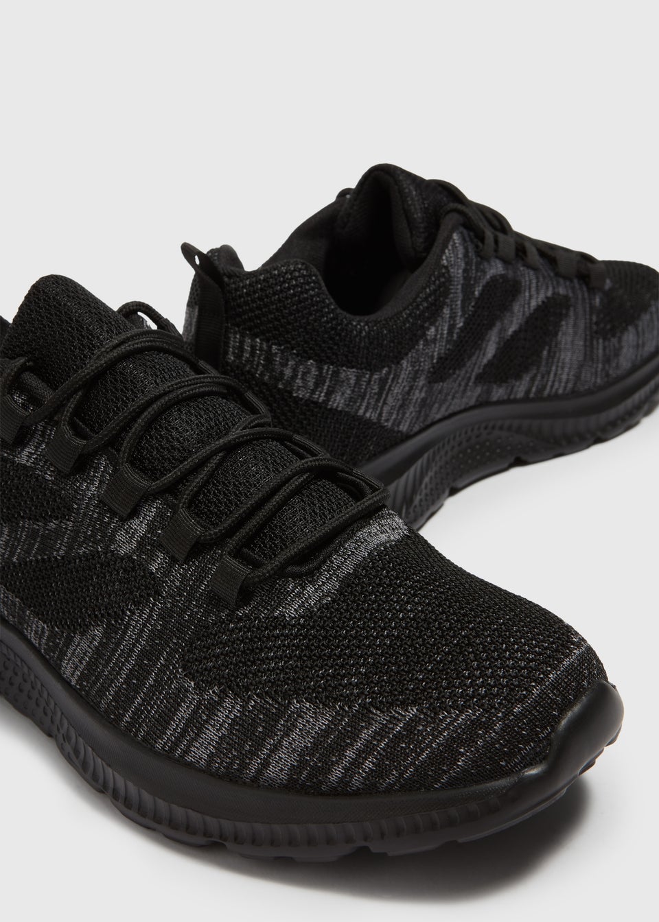 Wide Fit Black Mesh Running Trainers