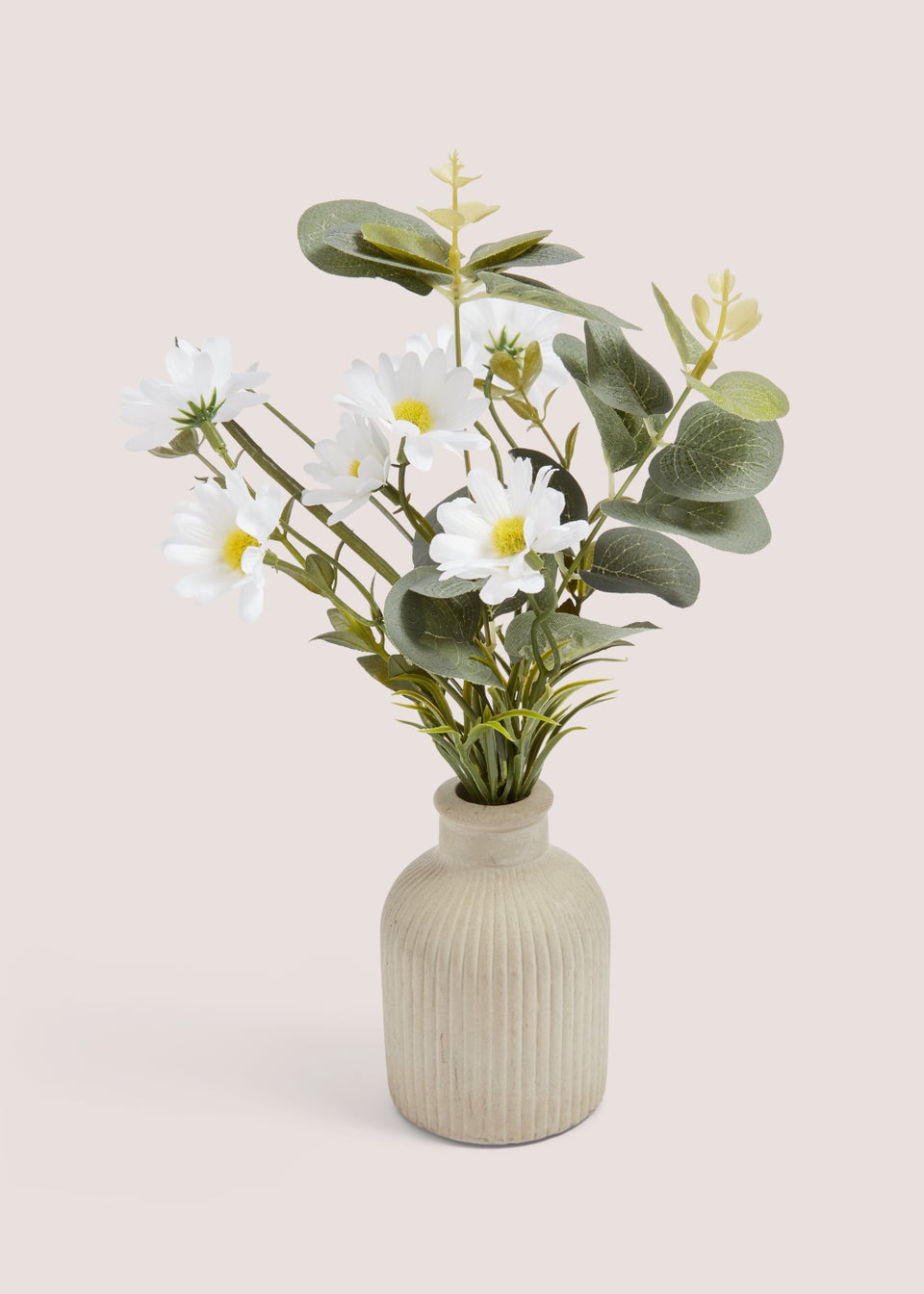 Grey Vase With Daisies (24cm x 8cm x 8cm)