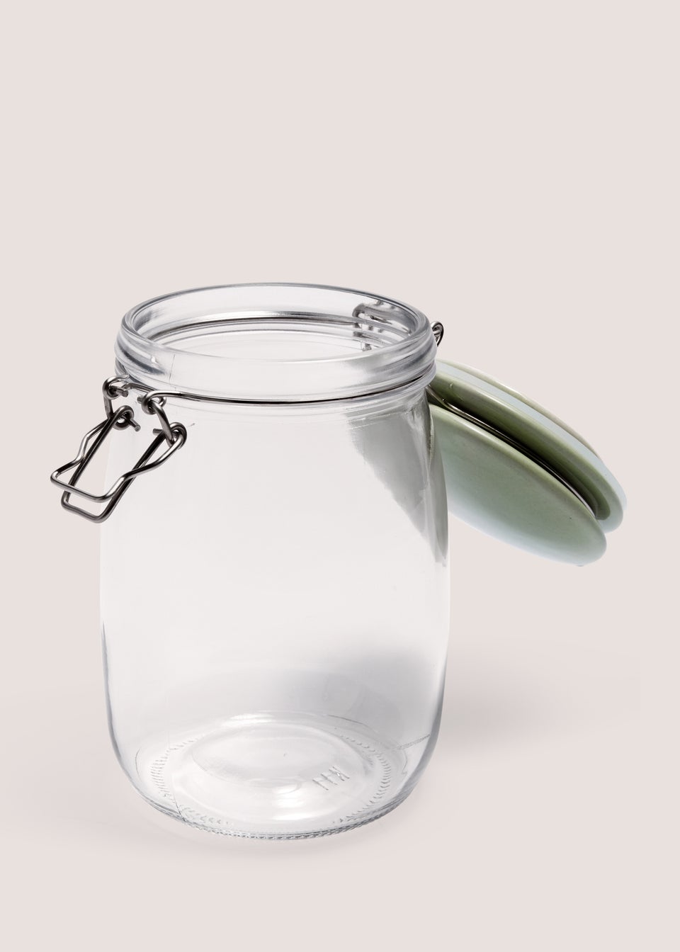 Green Glass Clip Lock Jar (10cm x 18 cm)