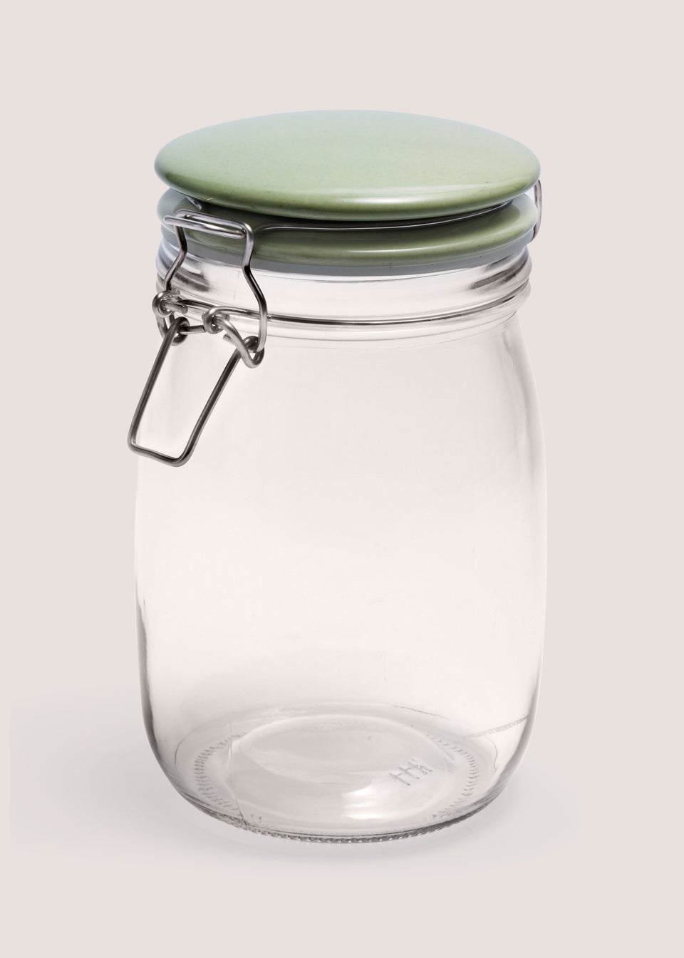 Green Glass Clip Lock Jar (10cm x 18 cm)